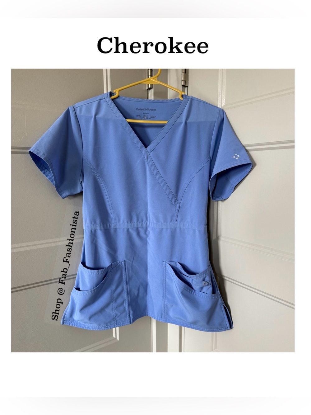 Cherokee Scrub Top Ceil Blue size Small